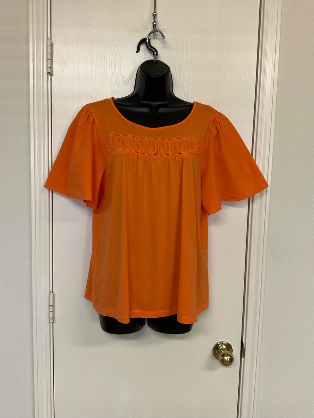 LOFT Bright Orange Flutter-Sleeve Blouse